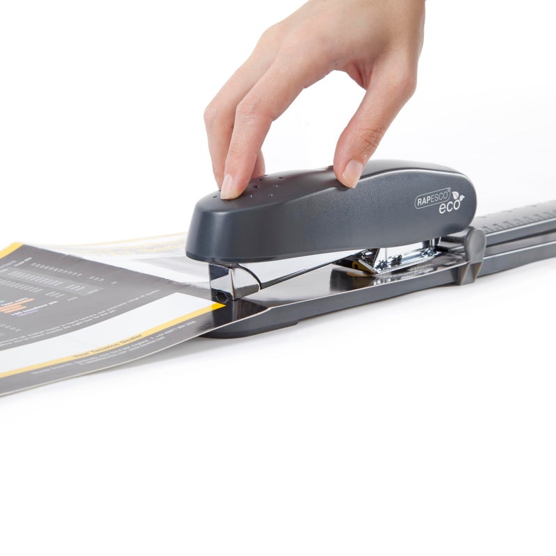 Rapesco 1281 ECO Long Reach Stapler with 10.000 Staples, Type 26 Standard 5/16", 50 Sheet Capacity, Front Loading, Full Strip, Uses Type 26 Standard and Type 24 High-Capacity Staples, Charcoal - Image 2